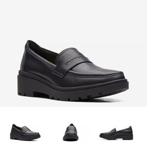 Clarks Calla Ease Black Comfort Loafers Womens Size 9 wide